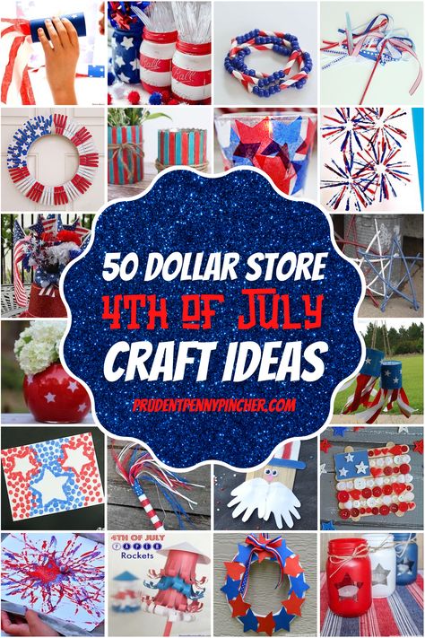 Get crafty for less this summer with these easy Dollar Store 4th of July Crafts. From patriotic crafts for kids to DIY 4th of July decorations for adults, there are plenty of frugal and fun dollar store craft ideas for all ages that can be made on a budget. These DIY crafts are perfect for memorial day, labor day, and other summer holidays. Patriotic Crafts For Kids, Diy 4th Of July Decorations, Homemade Fireworks, Labor Day Crafts, Thumbprint Crafts, Patriotic Crafts Diy, 4th Of July Crafts, Fourth Of July Crafts For Kids, Patriotic Kids