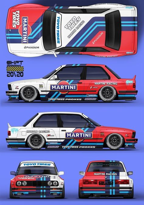 Car Sticker Ideas, Bmw M3 E30, Car Livery, Carros Bmw, Bmw Design, Vw Mk1, Car Sticker Design, Cool Car Drawings, Martini Racing