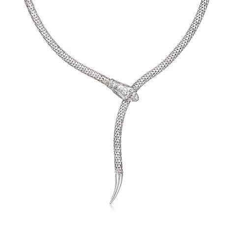 PRICES MAY VARY. Sterling silver, necklace for women. 3/16-3/8" wide, chain size - 4.5 mm. Clasp-free for easy, comfortable styling. Textured and polished sterling silver. Crafted in Italy. Includes jewelry presentation box. Established in 1952, Ross-Simons brings jewelry classics into the modern era. From Italy, this sterling silver snake necklace is exotic yet elegant and understated. Shining with both textured and polished finishes, the 20" design can be adjusted by clasping the snake's mouth Silver Snake Jewelry, Silver Snake Necklace, Snake Jewellery, Serpent Necklace, Snake Necklace Silver, Jewelry Presentation, Starting Fresh, Silver Necklace For Women, Snake Jewelry