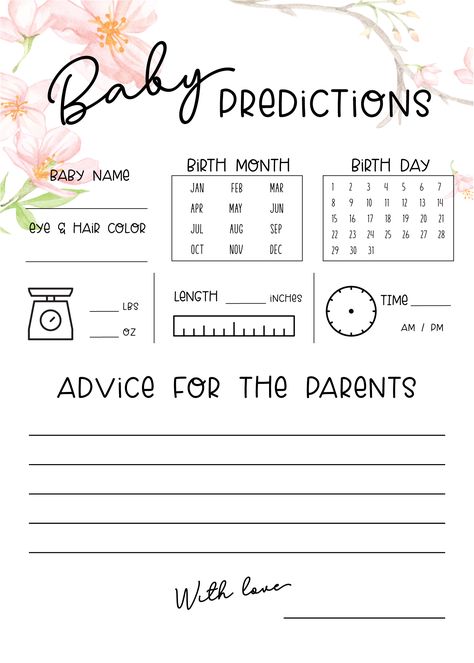 Free printable baby shower prediction game and advice cards! Perfect for a low-key activity to do during your baby shower! Free Baby Shower Games Printables Fun, Baby Shower Game Signs Free Printable, Baby Shower Activities Not Games, Free Baby Shower Games Printables, Baby Predictions Printable, Baby Shower Games Free Printables, Baby Shower Games Free, Baby Shower Games Ideas, Shower Song