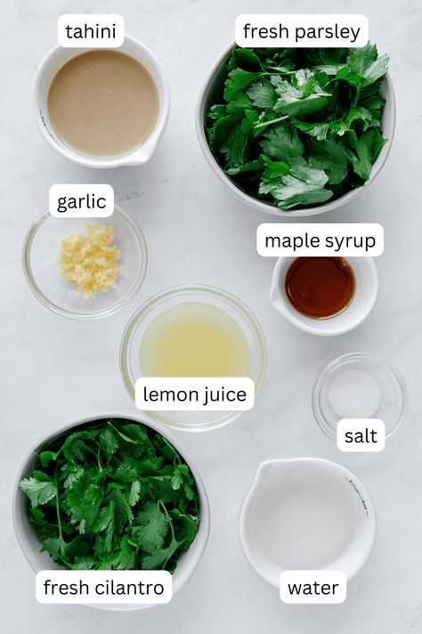 Lemon Herb Tahini Ingredients Lemon Tahini Sauce, Tahini Recipe, Lemon Herb, Tahini Sauce, Tahini, Lemon, Sauce, Herbs, Quick Saves