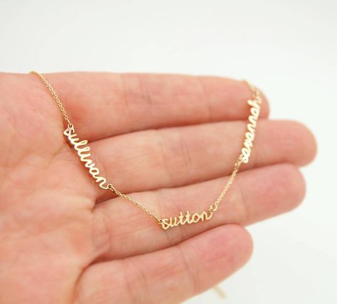 Jewelry Mexican, Necklace With Kids Names, Names Necklace, Mommy Necklace, Grandma Necklace, Handwriting Jewelry, Dainty Diamond Necklace, Mother Jewelry, Family Necklace