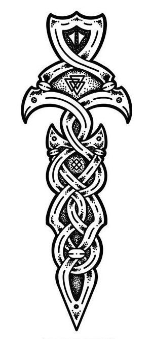 Vesvigir Tattoo, Norse Designs Pattern, Nordic Pattern Design, Nordic Arrow Tattoo, Nordic Knot Tattoo, Viking Knotwork Pattern, Celtic Knot Tattoo Men, Scottish Celtic Symbols, Keltic Pattern Tattoo