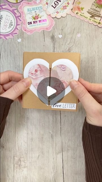 Folding Heart Card, Heart Card Ideas, Cute Scrapbooking Ideas, Katharina Tarta Crafts, How To Make A Letter, How To Make A Card, Cute Cards To Make, Box Cards Ideas, Thinking Of You Cards Diy