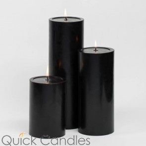 Richland Pillar Candles 4"x6", 4"x9" & 4"x12" Black Set of 3 Restaurant Candles, Earth Ship, Bouquet Succulent, Black Pillar Candles, Candles Black, Ivory Pillar Candles, Glass Pillar Candle Holders, Home Weddings, White Pillar Candles