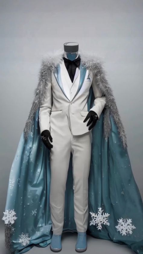 Grand Ball Outfit Men, Creative Suits For Men, Prince Groom Suit, Blue Fancy Outfits Men, Winter Ball Outfit Male, Met Gala Inspired Outfits Men, Coattails Suit, Ice Outfit Male, Tuxedo For Men Blue