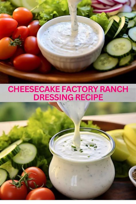 Cheesecake Factory Ranch, Creamy Ranch Dressing, The Cheesecake Factory, Creamy Ranch, Ranch Dressing Recipe, Drying Dill, Cheesecake Factory, Dressing Recipe, Ranch Dressing