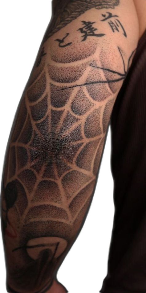 Spider Webs Tattoos, H Town Tattoos, Spiderman Tatoos Ideas, Spider Tatoos Ideas, Spiderweb Elbow Tattoo Women, Comic Sleeve Tattoo, Elbow Tattoo Men Traditional, Elbow Web Tattoo, Hand Tattoo For Guys