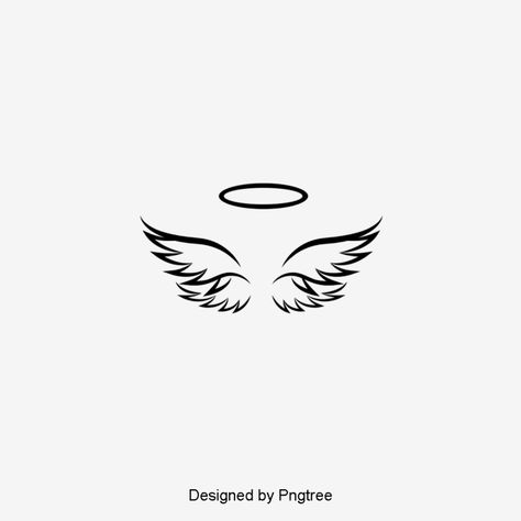 minimalist,black and white,silhouette,angel,wings,heaven,hand painted,cute,elements,template,illustration,angel clipart,cute clipart,wings clipart,silhouette clipart Simple Angel Wings, Angle Wing Tattoos, Tato Maori, Black And White Silhouette, Pola Tato, Wing Tattoo Designs, Tattoo Zeichnungen, Angel Wings Tattoo, Wing Tattoo