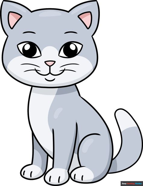 Cat Drawing For Kids, Cat Drawing For Kid, Cartoon Cat Drawing, Simple Cat Drawing, Sneaky Cat, Collection Drawing, Cat Outline, Drawing Kids, Easy Animal Drawings