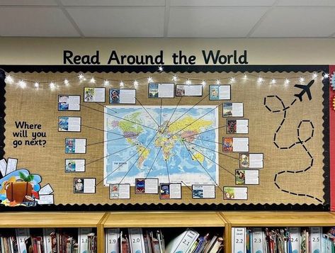 KCS Education on Instagram: "Display inspo from @teachingyear6 using our glitter hessian! 🤩🌍✨   #primary #primarydisplay #primaryteacher #primaryteaching #teachersofinstagram #teacher #teaching #classroomdisplay #primarylearning #primaryeducationresources #kcssocial" Corridor Displays School, Reading For Pleasure Display, Our Class Display, Book Corner Classroom, Classroom Displays Ks2, English Classroom Displays, Primary School Displays, Primary Classroom Displays, Classroom Wall Displays