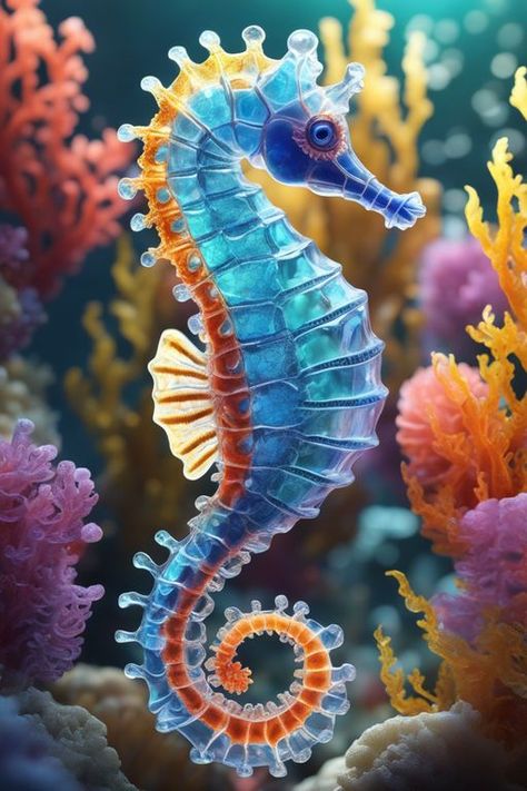 Ocean Creatures Art, Sea Creatures Art, Seahorse Art, Deep Sea Creatures, Beautiful Sea Creatures, Water Animals, Animale Rare, Underwater Creatures, Art Making