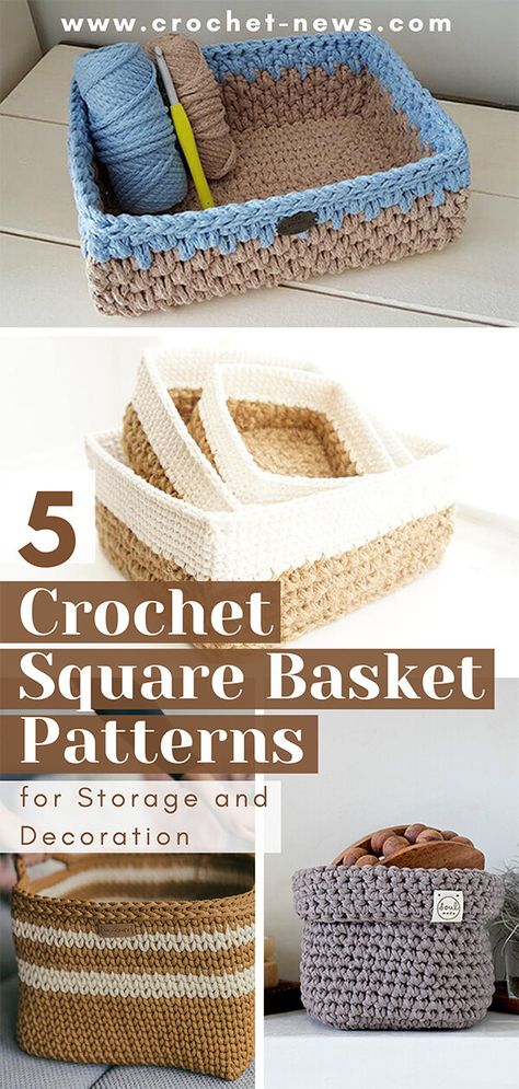 We prepared a list of crochet square basket pattern for our fellow crafters who can’t seem to get rid of their mess! If you’re one of them, you better check it out.Aside from keeping your clutter hidden from your sight, crochet square baskets also double as home decor. They will definitely look perfect in your living room or even as an organizer on your shelves and drawers! #CROCHET Crochet Storage Baskets Free Pattern, Crochet Square Basket, Crochet Storage Baskets Free, Zpagetti Crochet, Crochet Organizer, Square Basket, Crochet Basket Pattern Free, Crochet Storage Baskets, Crochet Storage