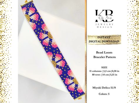 Bead Loom Bracelet Pattern PDF Digital Download Miyuki Delica - Etsy Daisy Bracelet Pattern, Bead Loom Bracelet, Bead Loom Pattern, Loom Bracelet Patterns, Daisy Bracelet, Loom Bracelet, Loom Pattern, Floral Bracelet, Bead Loom Bracelets