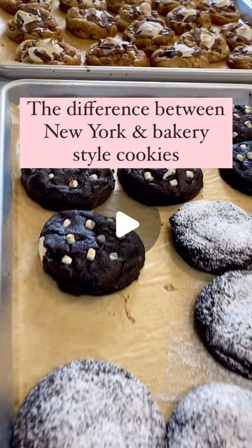 Tammy’s Cookie Company on Instagram: "“𝗧𝗵𝗲 𝗸𝗲𝘆 𝗱𝗶𝗳𝗳𝗲𝗿𝗲𝗻𝗰𝗲𝘀 𝗯𝗲𝘁𝘄𝗲𝗲𝗻 𝗡𝗲𝘄 𝗬𝗼𝗿𝗸 𝗮𝗻𝗱 𝗯𝗮𝗸𝗲𝗿𝘆 𝘀𝘁𝘆𝗹𝗲 𝗰𝗼𝗼𝗸𝗶𝗲𝘀: ⬇️⬇️⬇️⁣ ⁣ New York style cookies were made popular by Levain Bakery. They are tall, massive cookies that rely on their size and higher baking temperature to create a soft, cookie dough-like interior while maintaining a crispy-edged exterior.⁣ ⁣ To create these cookies, usually colder butter is combined with some cake flour and cornstarch. Since cold butter doesn’t cream with sugar, micro butter lumps create pockets of moisture, which steam. Together with the cornstarch and cake flour (low protein) these create that soft underbaked taste, which is absolutely delicious.⁣ ⁣ To help create the extra height, usually structural ingredients like Bakery Style Cookies, Levain Bakery, Cookie Company, Baking Company, Soft Cookie, New York Style, Bread Flour, Cake Flour, Corn Starch