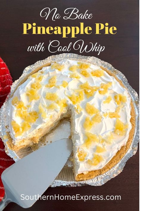 No Bake Pineapple Pie, Pineapple Pie Recipe, Cool Whip Pies, Recipes With Cool Whip, Cool Whip Desserts, Pineapple Pie, Pineapple Dessert Recipes, Homemade Graham Cracker Crust, Baked Pineapple