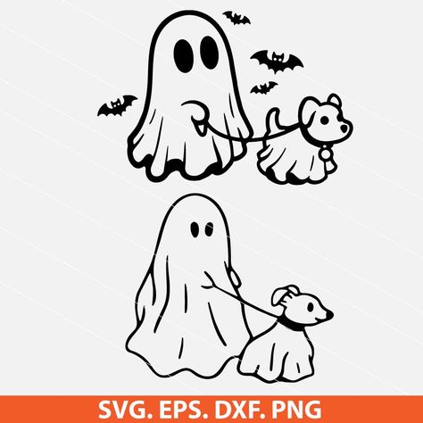 Ghost Walking Dog Tattoo, Dog Christmas Svg, Halloween Dog Drawing, Ghost Dog Drawing, Ghost Dog Tattoo, Christmas Cricut Projects, Halloween Chalkboard Art, Disney Drawing Tutorial, Dog Ghost