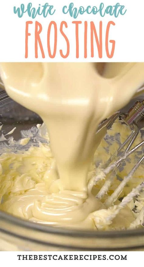 White Chocolate Frosting Recipe, Recipe For Cakes, Chocolate Icing Recipes, Italian Hot Chocolate, Chocolate Frosting Recipe, White Chocolate Icing, White Chocolate Frosting, Chocolate Ganache Recipe, White Chocolate Fudge