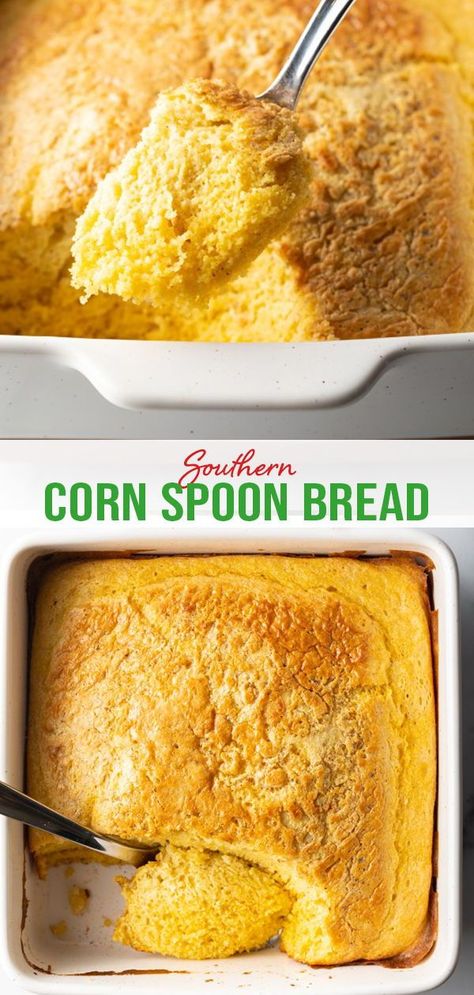 Spoon Bread Cornbread, Cornbread Spoonbread, Spoonbread Recipes, Spoonbread Cornbread, Cornbread Casseroles, Corn Bread Chili, Spoon Pudding, Sweet Corn Spoon Bread, Simple Easter Dinner