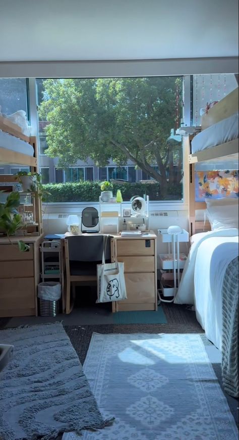 Big Dorm Room For Two, Uo X Pinterest Back To College, Boarding School Dorm Decor, Dorm Triple Room Ideas, Oxford Dorm Room Aesthetic, College Dorm Ideas Aesthetic, Dorm Ideas Minimalist, Dorm Room 2024, Dorm Room Triple