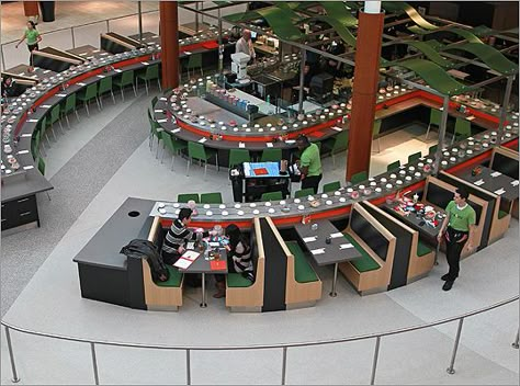 Plates of sushi move along a conveyor belt past diners in booths at Wasabi in the Natick Mall. Conveyor Belt Restaurant, Sushi Store, Conveyor Belt Sushi, Open Restaurant, Comedy Shows, Things To Do In Boston, To Do In Boston, Sushi Design, Balcony Grill