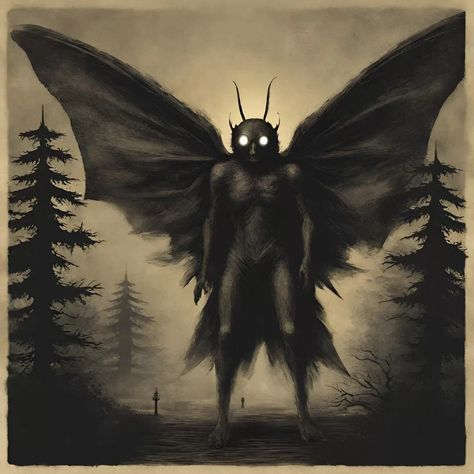 The True Story Behind The Mothman of West Virginia - US Ghost Adventures Moth Man Drawing, Mothman Sketch, Mothman Aesthetic, Mothman Art, Dover Demon, Point Pleasant West Virginia, High Strangeness, Moth Man, The Mothman