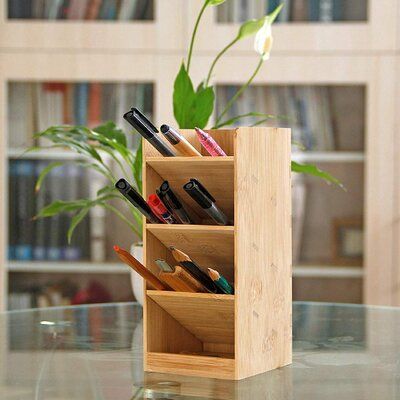 This desktop pen holder are manufactured with organic bamboo,environmental friendly,durable,easy to use,will last for long time | Foundry Select Pen Holder en Desk Organizer Multiple Purpose Pencil Organizer Desktop Stationary Storage Candy Rack Art Supplies For Office, School | C006625823 | Wayfair Canada Dressing Table Mirror Design, Wood Pen Holder, Wood Pencil Holder, Stationary Storage, Bamboo Pen, Wooden Desk Organizer, Pencil Organizer, Wooden Pen, Wood Pens