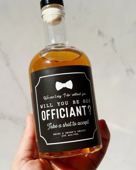 Officiant Proposal Whiskey Label, Officiant Proposal Box, Whiskey Proposal, Groomsmen, Officiant Gift, Groomsmen Proposal, Wedding Officiant - Etsy Officiant Wedding Proposal, Ordained Minister Proposal, Officiant Gift Ideas, Wedding Party Proposal Ideas, Officiant Proposal Ideas, Wedding Officiant Proposal, Officiant Proposal, Officiant Gift, Wedding Officiant Gift