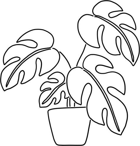 monstera plant continuous line freehand drawing. Plant Outline Drawing, Dream Restaurant, Freehand Drawing, Monstera Plant, Outline Drawings, Continuous Line, Free Png, Royalty, Doodles