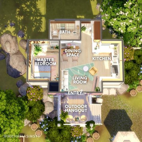 Sims 4 Ideas, Sims 4 Exterior, Sims 4 House, Sims 4 House Plans, Sims 4 House Building, Suburban House, Casas The Sims 4, Sims House Plans, Tiny House Floor Plans