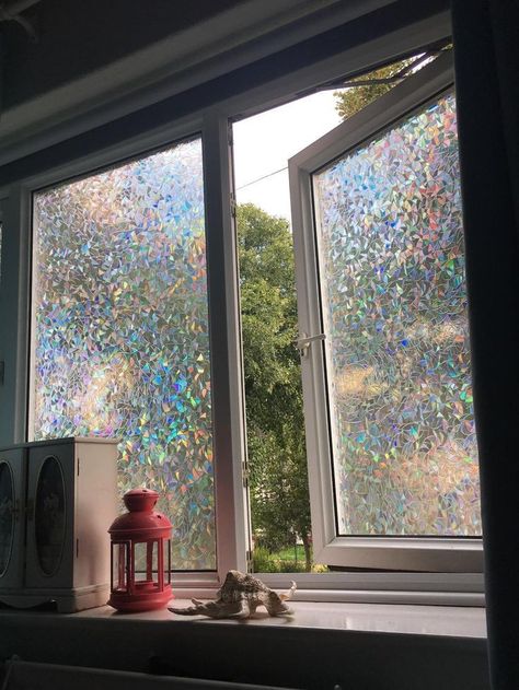 Rainbow Window Film, Window Privacy Film, Rainbow Window, زجاج ملون, Privacy Film, Window Privacy, Window Film Privacy, Cute Bedroom Decor, Static Cling