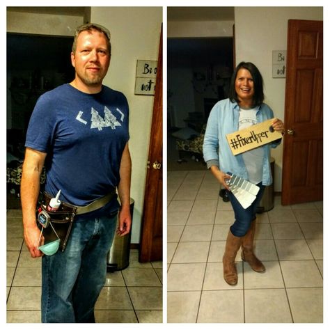 Chip & Joanna Gaines, Fixer Upper Halloween costume Chip And Joanna Gaines Costume, Jo Gaines, Gaines Fixer Upper, Chip Joanna Gaines, Fixer Upper Joanna Gaines, Kanye West And Kim, Kim Kardashian Kanye West, Brown Leather Riding Boots, Kim And Kanye