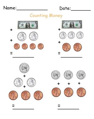 Counting Dollars and Cents Printable Worksheets. Give a like for free educational worksheets! Counting Money Worksheets, Money Math Worksheets, Learning Money, Homeschool Montessori, Printable Money, Teaching Money, Teaching Geography, Money Math, Money Worksheets