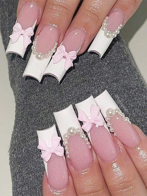 Fake Nails White, Hari Valentine, Easy Nails, Manicure Tips, Girly Acrylic Nails, Coffin Press On Nails, Unique Acrylic Nails, Pink Acrylic Nails, Nailed It