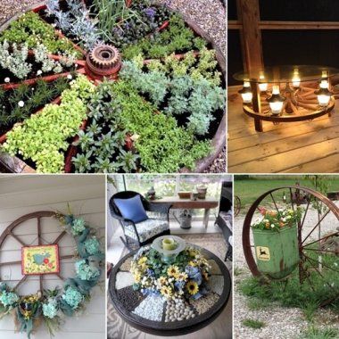 Wagon Wheel Floral Arrangement, Repurposed Wagon Wheels, Wagon Wheel Decor Outdoor Garden, Wagon Wheel Decor Outdoor, Wagon Wheel Planter, Small Garden Party, Small Garden Party Ideas, Yard Wagon, Wagon Wheel Garden