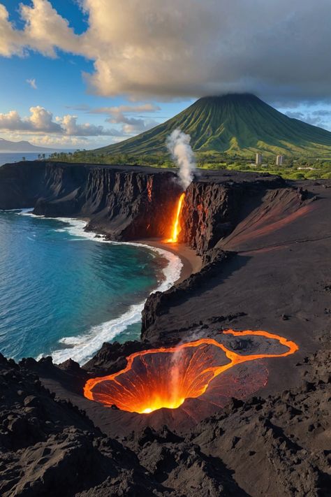 Hawaii&#8217;s Hotspots: A Volcanic Adventure 🌋 Volcano National Park Hawaii, Tropical Volcano, Ice Volcano, Indonesia Volcano, Maui Volcano, Volcanic Beach, Volcanoes National Park Hawaii, Volcano Hawaii, Hawaii Nature