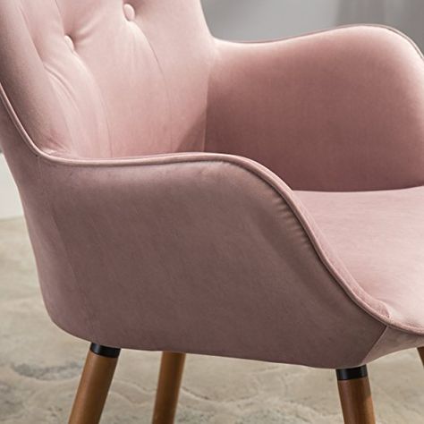 Amazon.com: Roundhill Furniture Doarnin Contemporary Silky Velvet Tufted Button Back Accent Chair, Mauve: Kitchen & Dining Mauve Kitchen, White Chair, Velvet Armchair, Barrel Chair, Chair Backs, Cushion Fabric, Tufting Buttons, Upholstered Dining Chairs, Wingback Chair