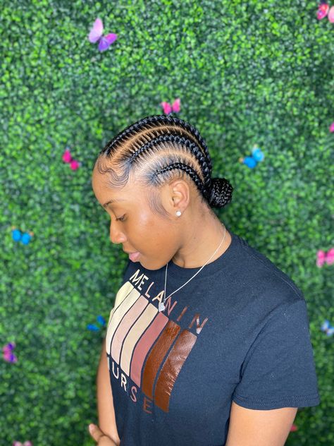 Stitch Cornrows Braids For Black Women, Plait Backs On Black Women, Simple Stitch Braids, Cornrow Stitch Braids, Cornrow Bun, Stitch Braids Cornrows, Stitch Cornrows, Straight Backs, Stitch Braid