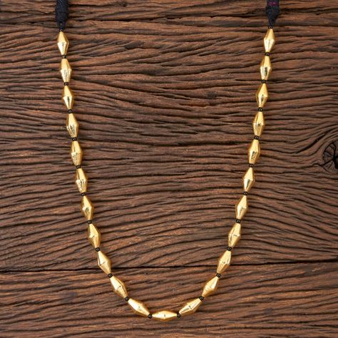 Beautiful Gold Plated Dholki Bead Necklace. Length 20 Inch With Adjustable Thread Maharashtrian Gold Jewellery, Dholki Beads, Mughal Jewelry, Maharashtrian Jewellery, Thread Necklace, Indian Necklace, Saree Blouse Designs Latest, Indian Jewelry Sets, Gold Jewellery Design Necklaces