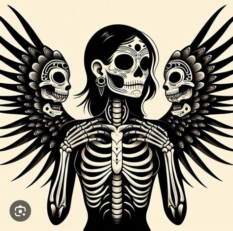 Obsidian Butterfly Tattoo, Catrina Tattoo, Aztec Tattoo, Skeleton Art, Tattoo Flash Art, Flash Art, Simplistic Tattoos, Arte Horror, Tattoo Design Drawings