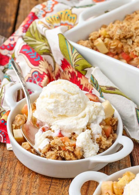 Apple Rhubarb Crisp - Chocolate with Grace Apple Rhubarb Crisp, Rhubarb Apple Crisp, Rhubarb Recipes Crisp, Rhubarb Crisp, Rhubarb Recipes, Apple Crisp, Rhubarb, No Bake Desserts, Dessert Recipes