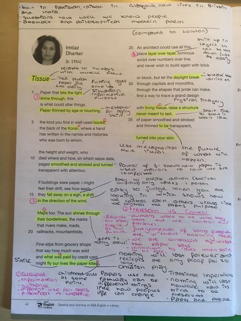 Tissue Tissue Imtiaz Dharker Analysis, Tissue Analysis Poem, Tissue Poem Annotations, Tissue Poem Analysis Gcse, Tissue Annotations, Tissue Poem Analysis, Poem Annotation, Revision Materials, Unseen Poetry