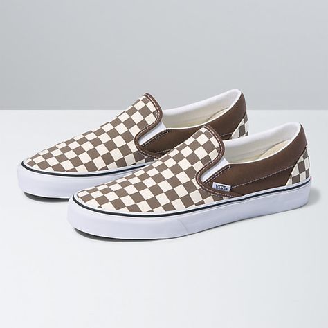 Vans Platform Slip On, Rain Drum, Sk8 Low, Brown Checkered, Checkered Vans, Vans Original, Vans Checkerboard, Vans Store, Classic Vans