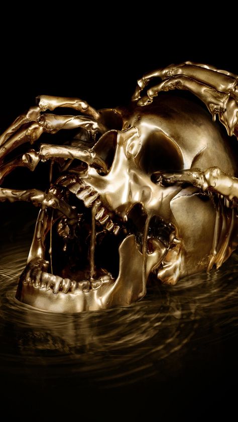 Skull, horror, black sails, digital art, 720x1280 wallpaper Cai Arabi, Horror Black, Black And Gold Aesthetic, 심플한 그림, Creation Art, Black Sails, Kunst Inspiration, Gold Skull, Skull Artwork