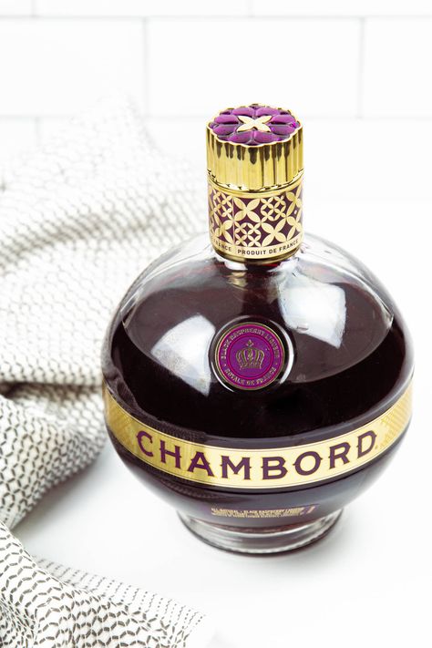 Learn about Chambord liqueur, from what it is to where it's made to how much it costs. This French black raspberry liqueur is worth knowing! Chambord Recipes, Chambord Cocktails, Chambord Liqueur, French Cognac, French Martini, Raspberry Vodka, Liqueurs Recipes, Raspberry Liqueur, Bottle Ideas