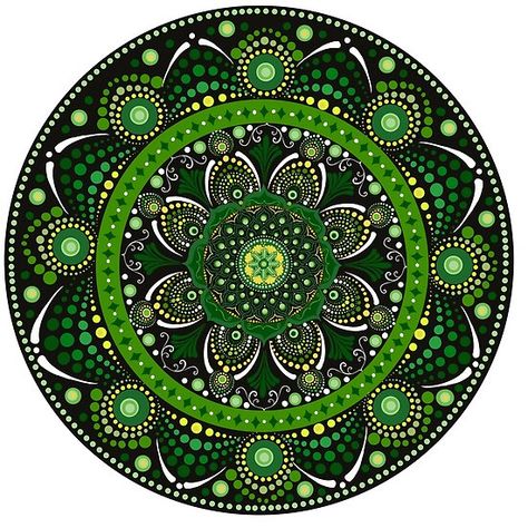 Dotted Mandala Green and Yellow Yellow Mandala Art, Black And Gold Dot Mandala, Dotted Mandala, Green Dot Mandala, Green Mandala, Mandala Dotting, Chakra Dot Mandala, Yellow Design, Green Dot