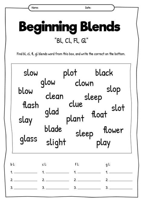 Blends Worksheets Kindergarten, L Blends Worksheets, Phonics Blends Worksheets, Phonics Worksheets Grade 1, Rhyming Words Worksheets, Consonant Blends Worksheets, Phonics Blends, L Blends, Blends Worksheets