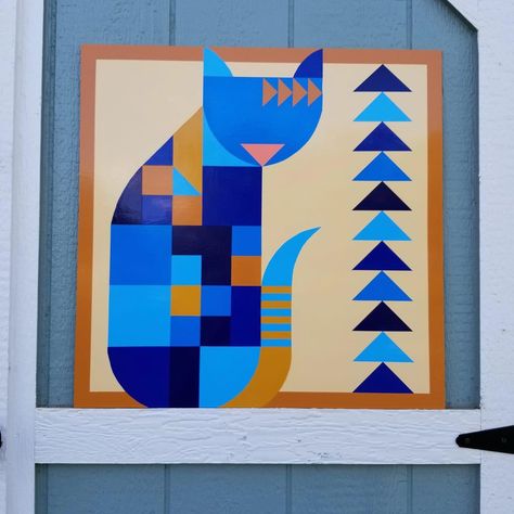 Wood Quilt Block, Cat Quilt Block, Cat Quilt Patterns, Dutch Art, Painted Barn Quilts, Barn Wood Projects, Barn Quilt Designs, Barn Art, Barn Quilt Patterns