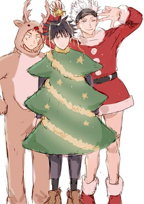 Jujutsu Kaisen Christmas, Jjk Christmas, Trio Pfps, Jjk Wallpapers, Yuji Itadori Sukuna, Go Jo, Christmas Wallpaper Iphone Cute, King Of Curses, Christmas Anime