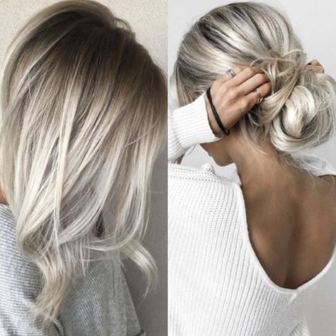 Gray Balayage, Bright Blonde Hair, Blond Ombre, Ash Hair, Ash Blonde Balayage, Blending Gray Hair, Winter Hairstyles, Blonde Balayage, Grey Hair